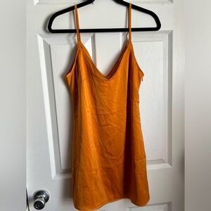 Nasty Gal bright orange body con satin dress